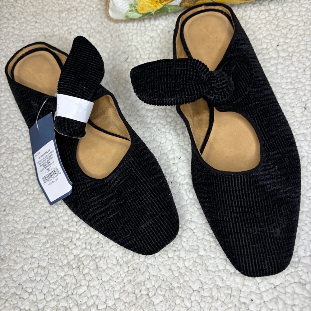 Black Chenille Bow Mary Jane Clog Shoes Size 10 NWOB - Picture 9 of 10
